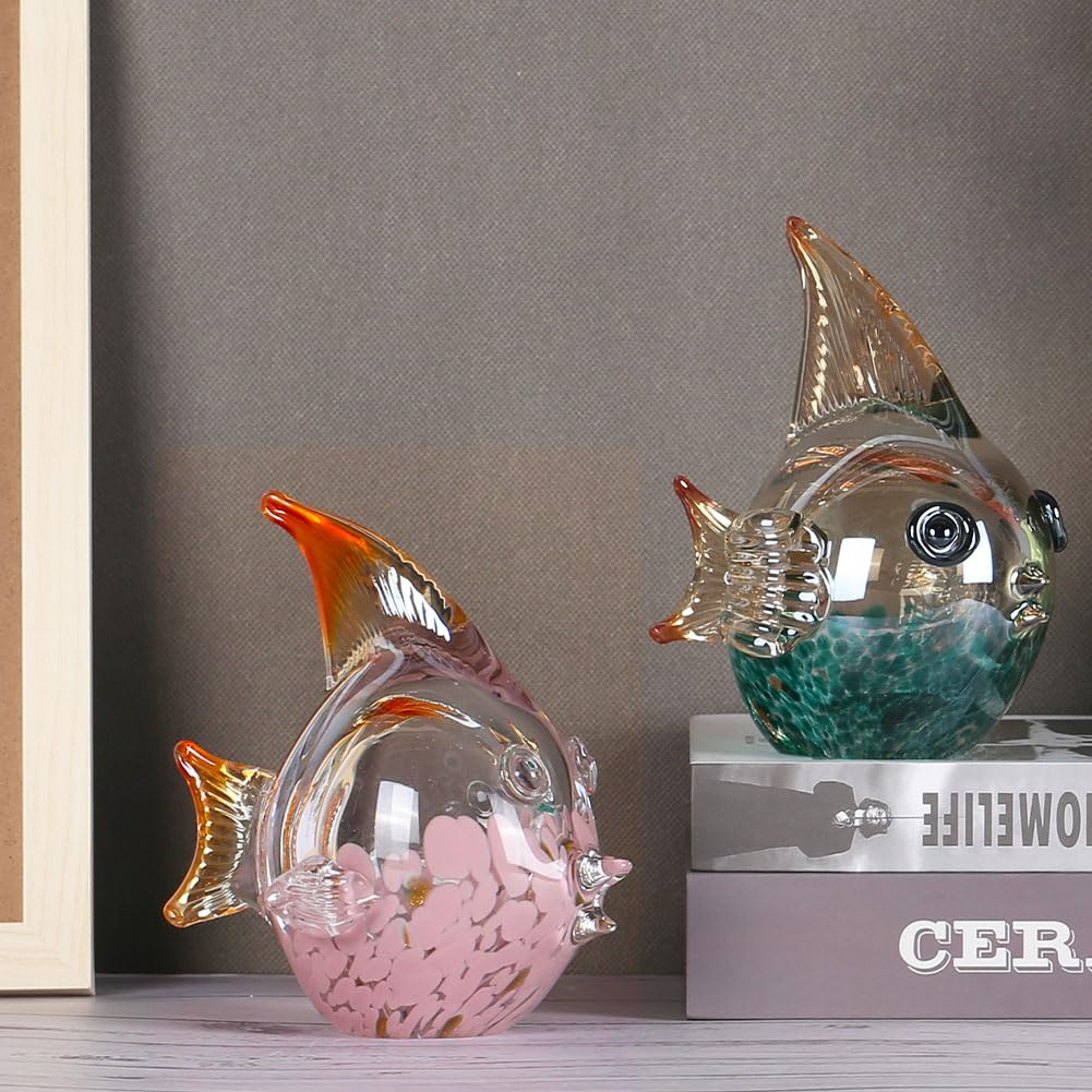 Amazon.co.jp: QIANLING ガラスの魚の置物 - 沿岸の家の装飾、リビング